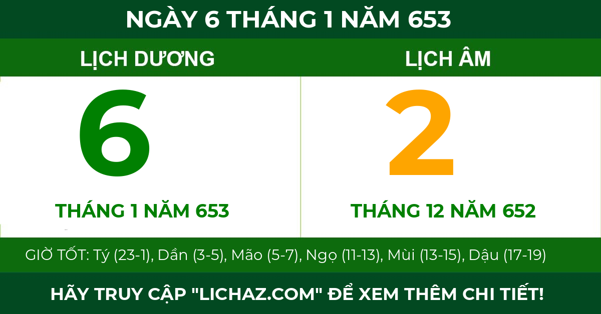 lịch âm ngày 6 tháng 1 năm 653