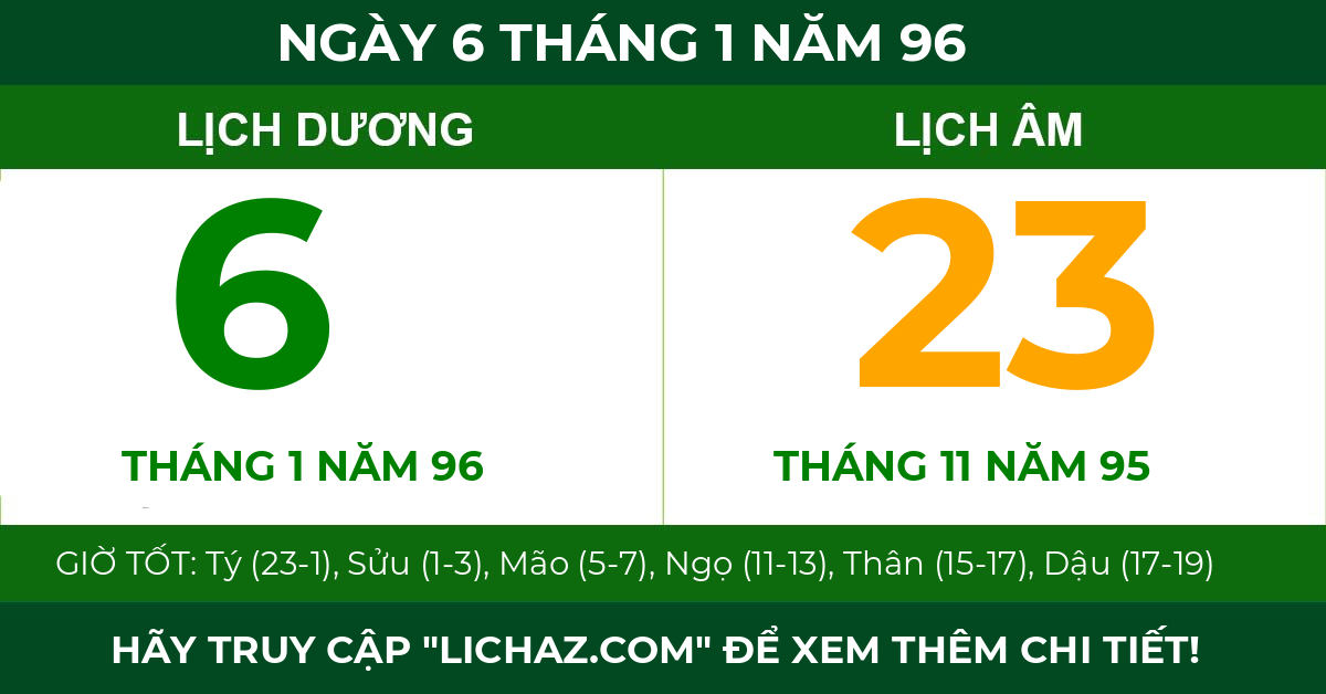 lịch âm ngày 6 tháng 1 năm 96