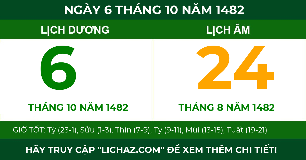 lịch âm ngày 6 tháng 10 năm 1482