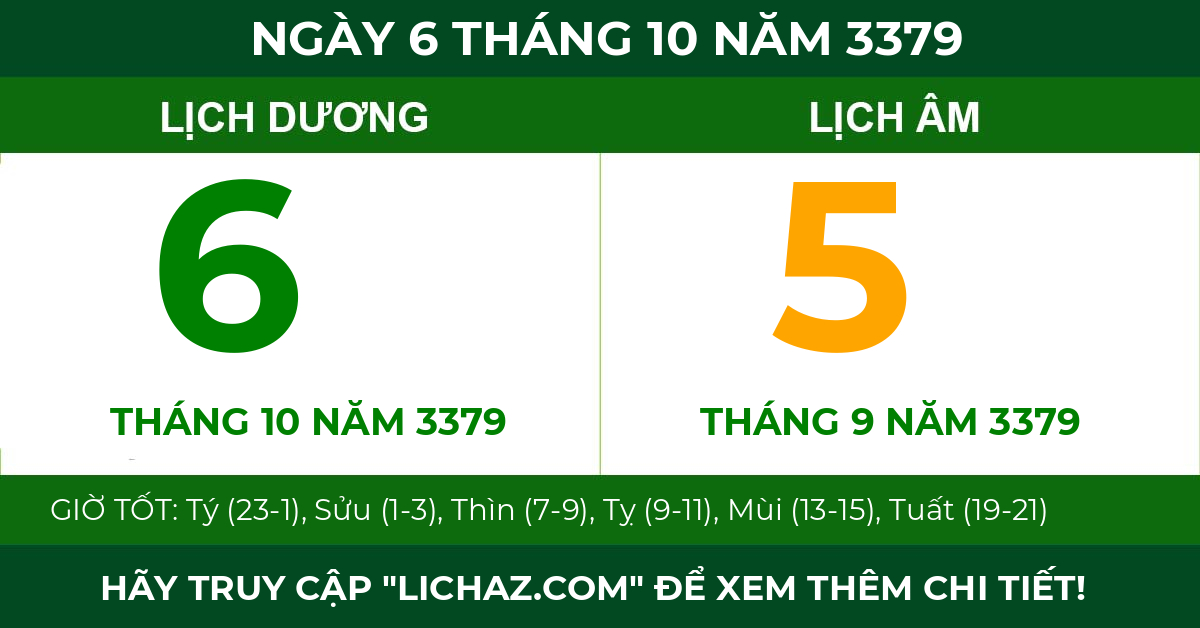 lịch âm ngày 6 tháng 10 năm 3379