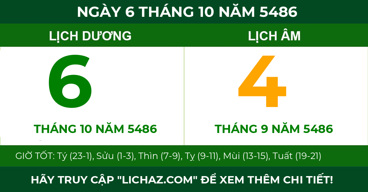 lịch âm ngày 6 tháng 10 năm 5486