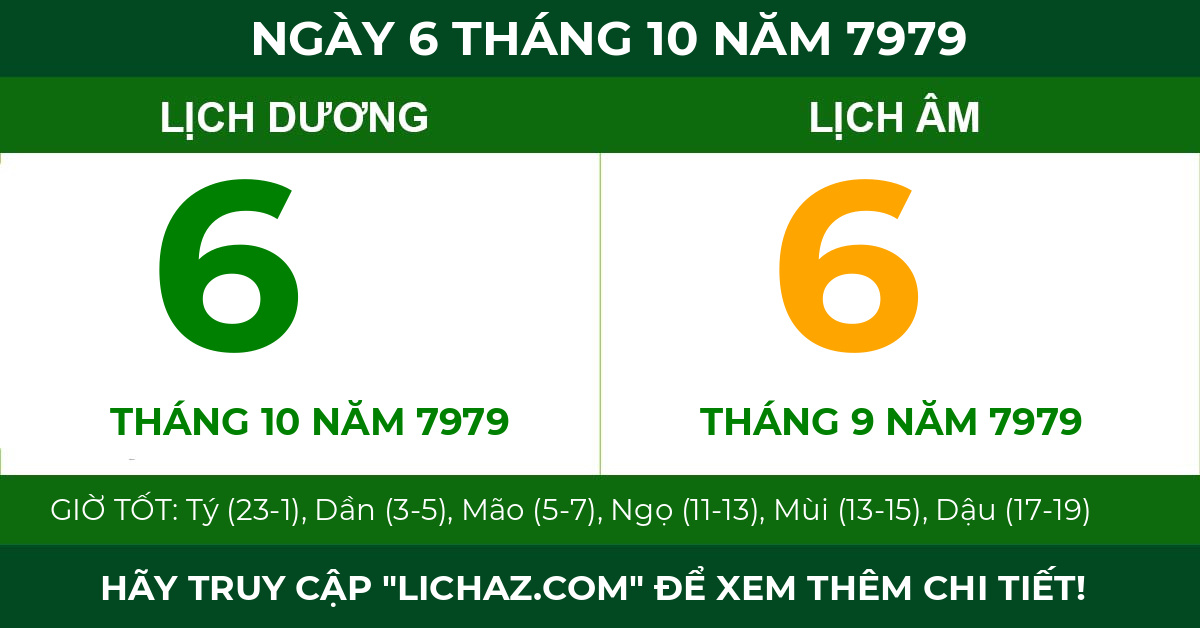 lịch âm ngày 6 tháng 10 năm 7979