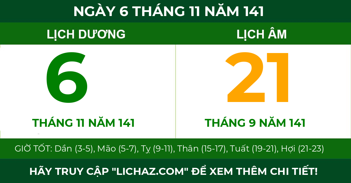lịch âm ngày 6 tháng 11 năm 141