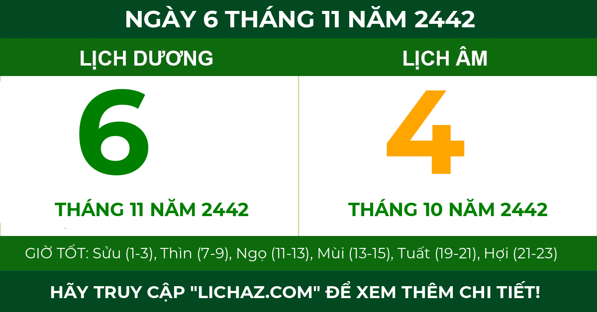 lịch âm ngày 6 tháng 11 năm 2442