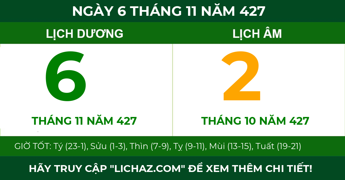 lịch âm ngày 6 tháng 11 năm 427