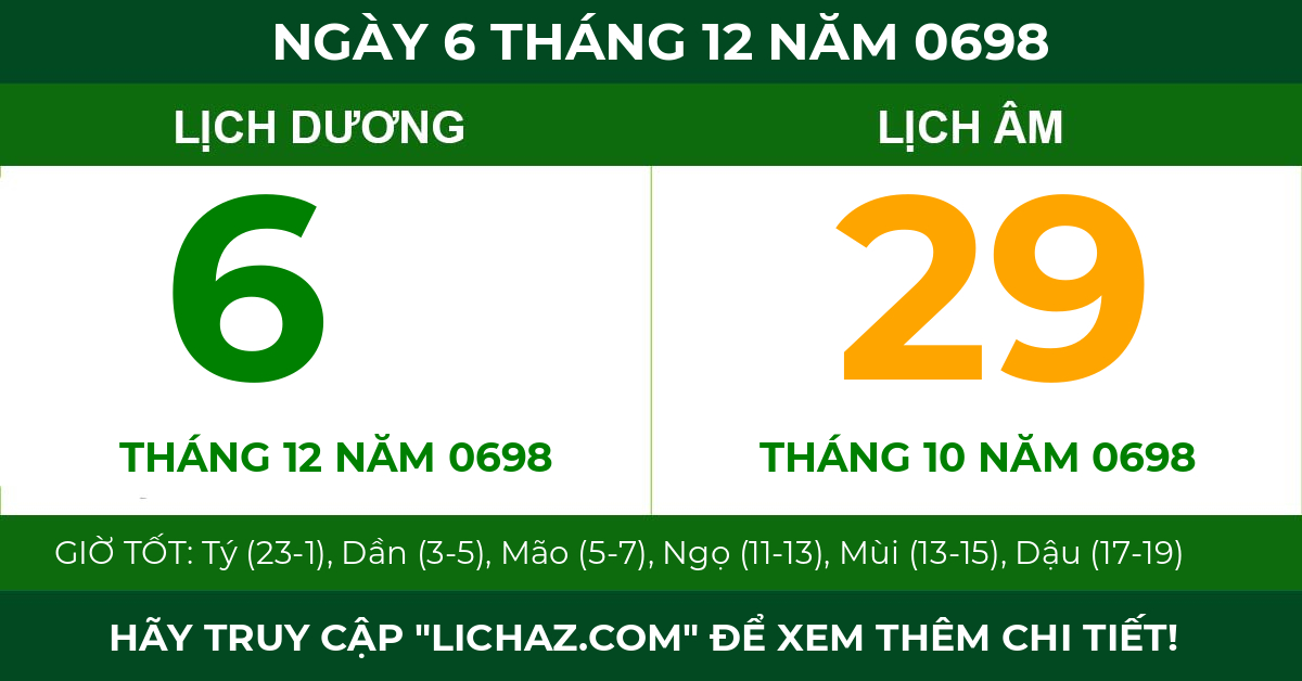 lịch âm ngày 6 tháng 12 năm 0698