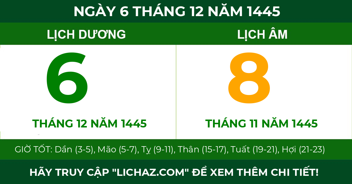 lịch âm ngày 6 tháng 12 năm 1445