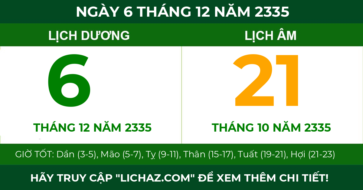 lịch âm ngày 6 tháng 12 năm 2335