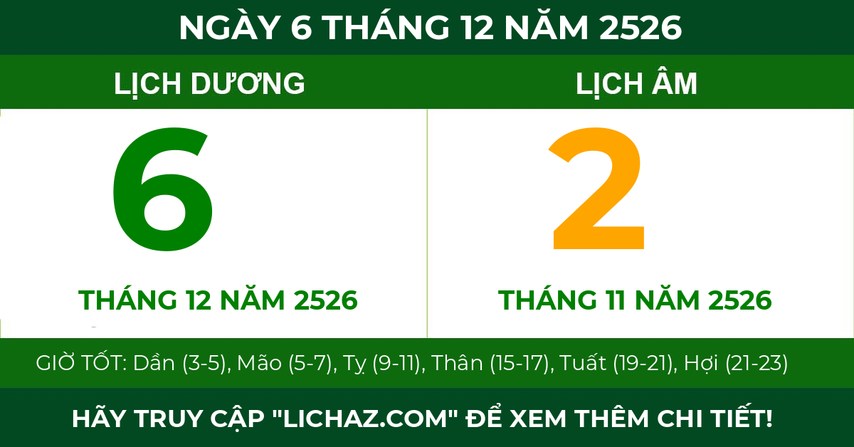 lịch âm ngày 6 tháng 12 năm 2526