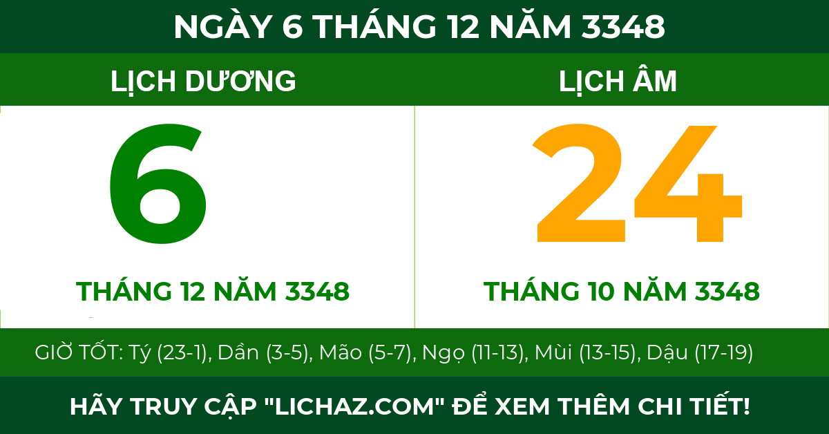 lịch âm ngày 6 tháng 12 năm 3348