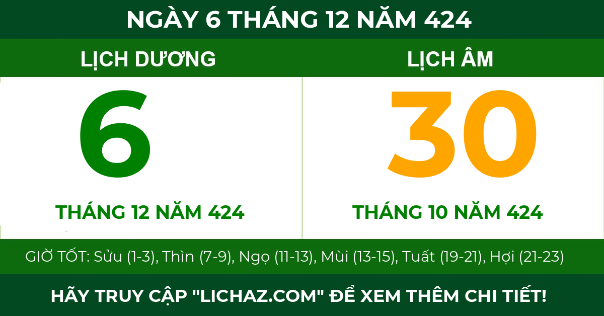 lịch âm ngày 6 tháng 12 năm 424