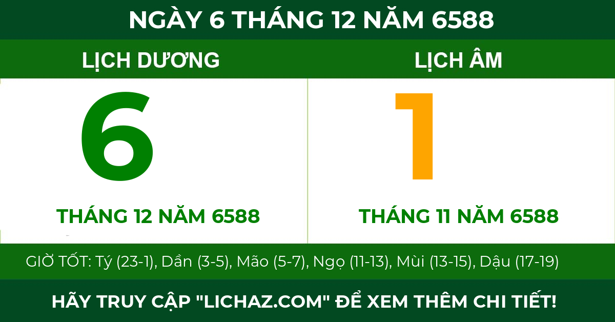 lịch âm ngày 6 tháng 12 năm 6588