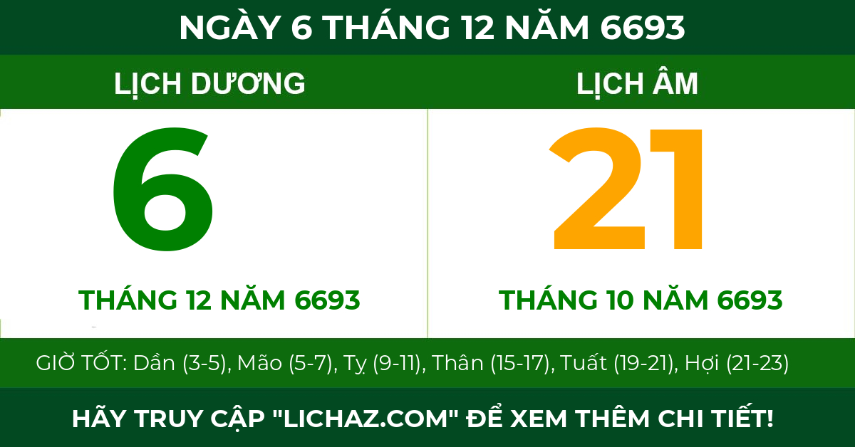 lịch âm ngày 6 tháng 12 năm 6693