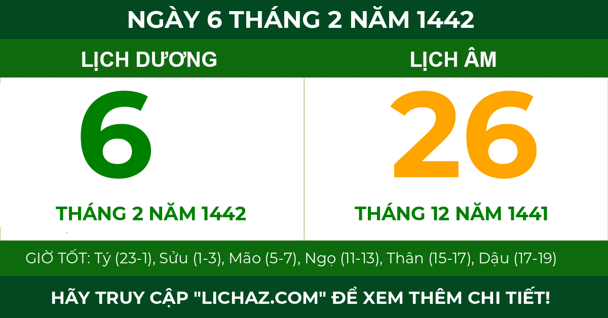 lịch âm ngày 6 tháng 2 năm 1442