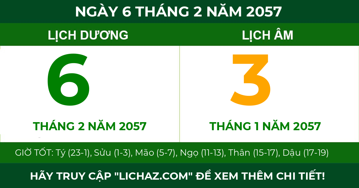 lịch âm ngày 6 tháng 2 năm 2057