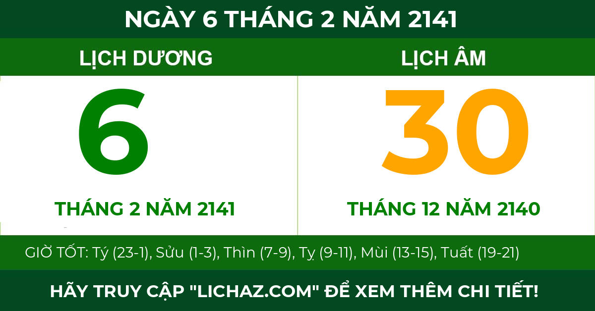 lịch âm ngày 6 tháng 2 năm 2141