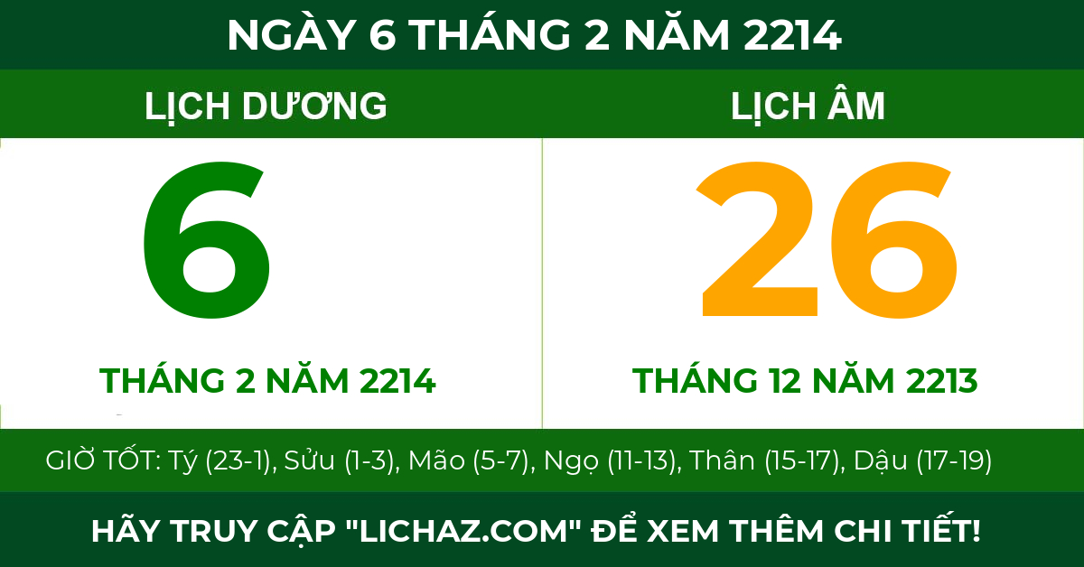 lịch âm ngày 6 tháng 2 năm 2214