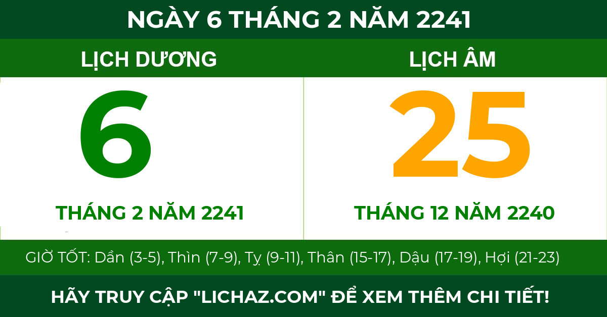 lịch âm ngày 6 tháng 2 năm 2241
