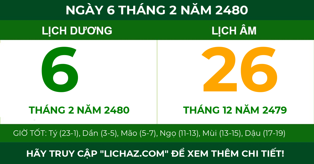 lịch âm ngày 6 tháng 2 năm 2480