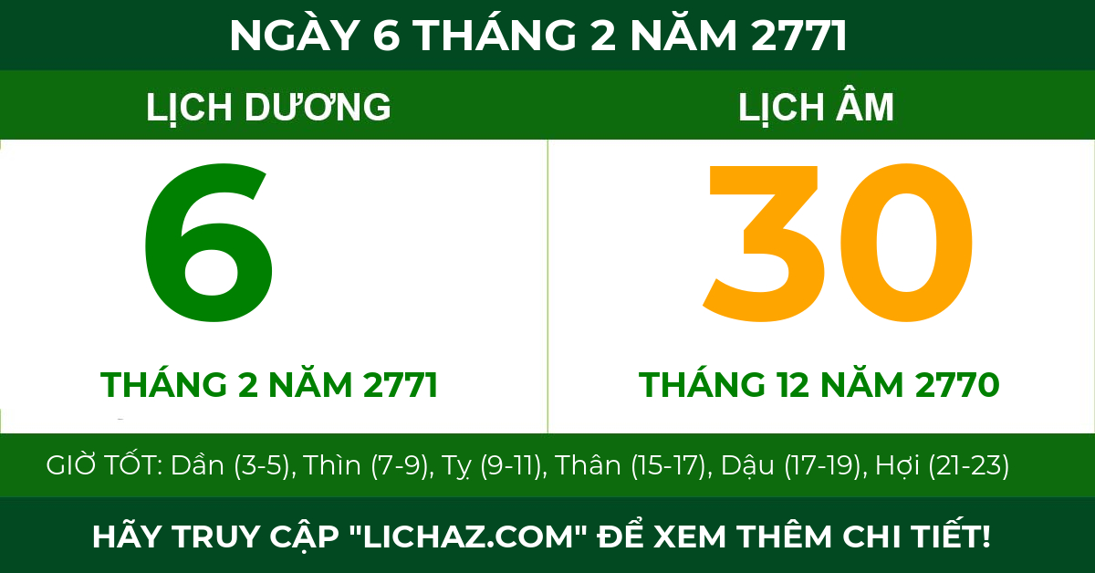 lịch âm ngày 6 tháng 2 năm 2771