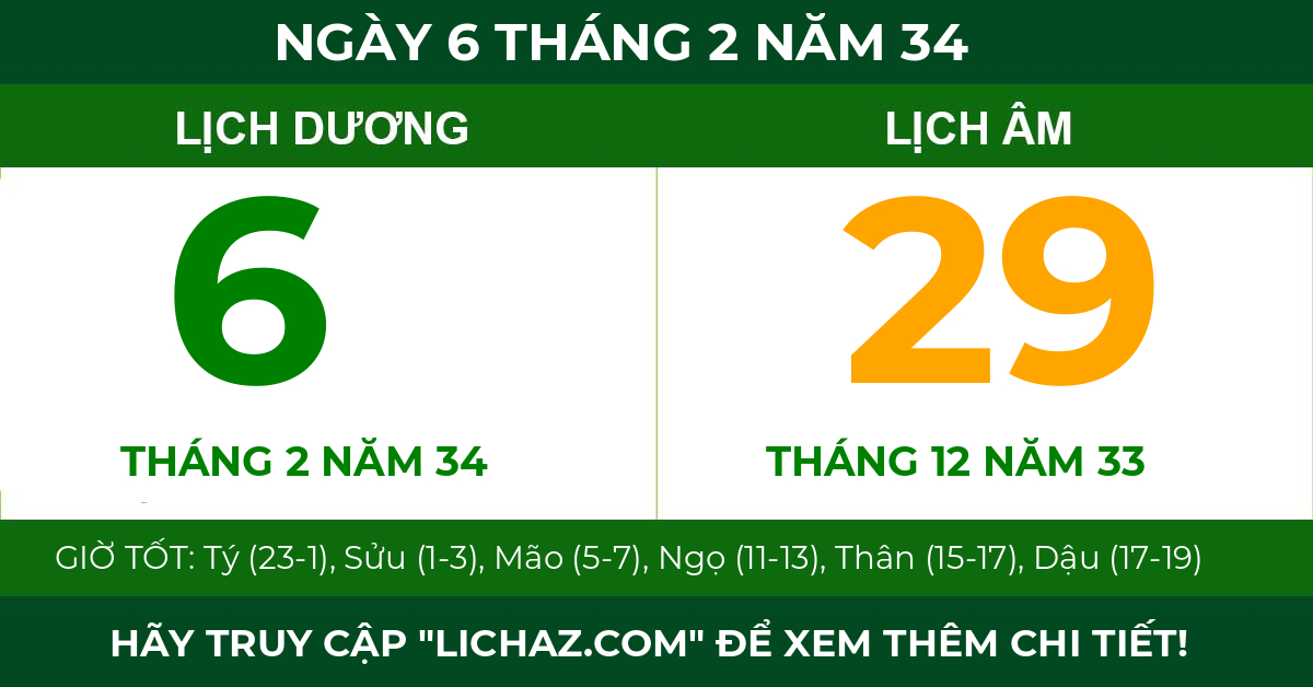 lịch âm ngày 6 tháng 2 năm 34