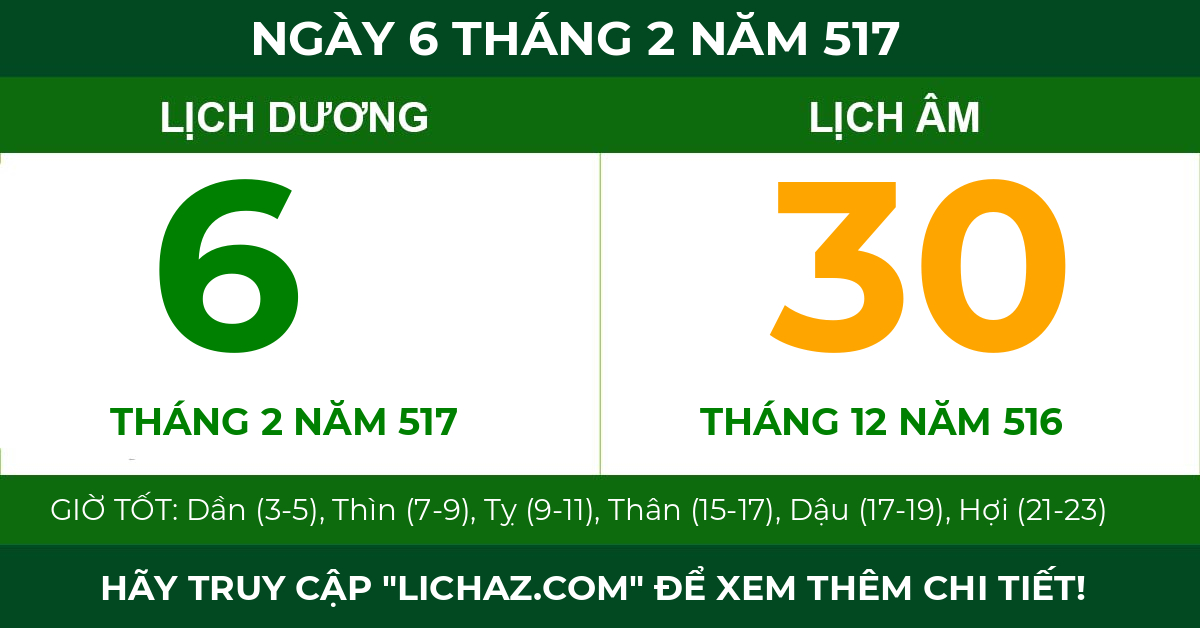 lịch âm ngày 6 tháng 2 năm 517