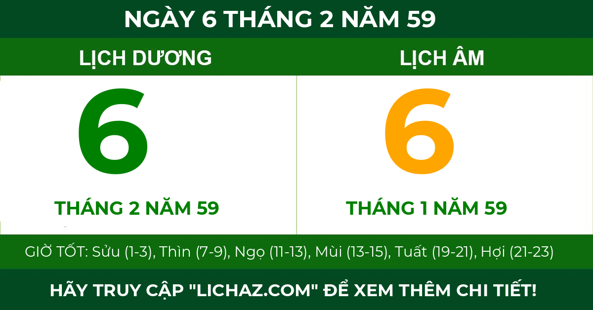 lịch âm ngày 6 tháng 2 năm 59