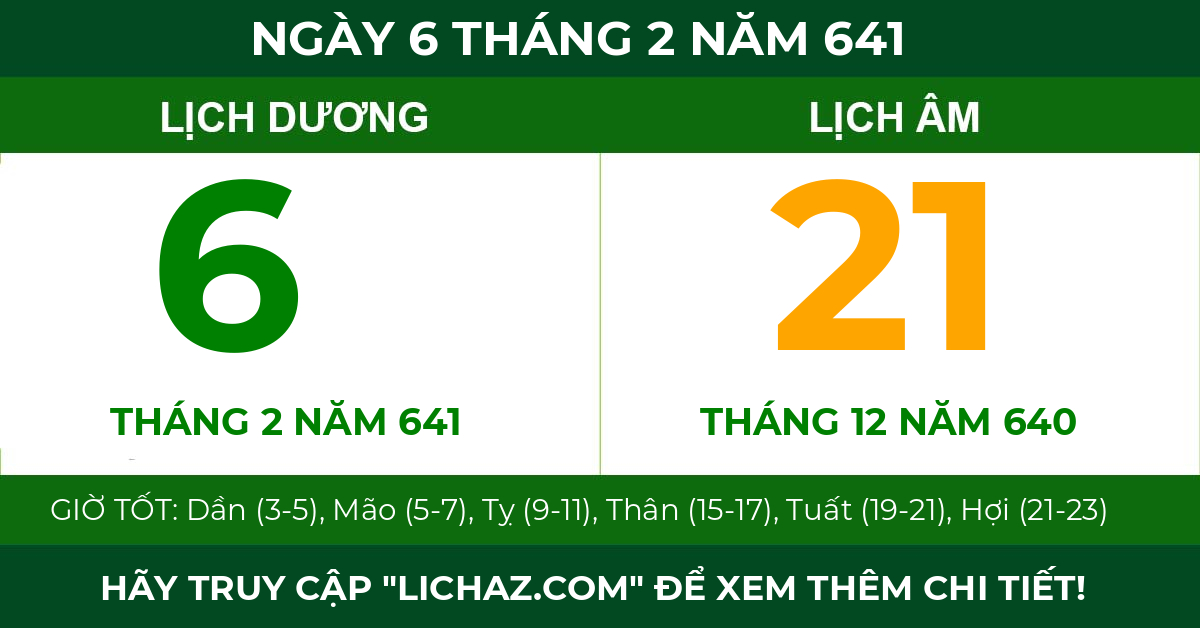 lịch âm ngày 6 tháng 2 năm 641