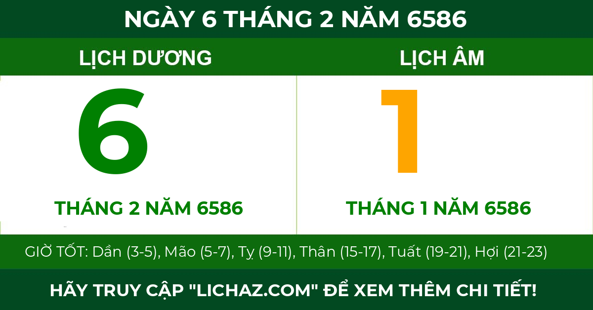 lịch âm ngày 6 tháng 2 năm 6586