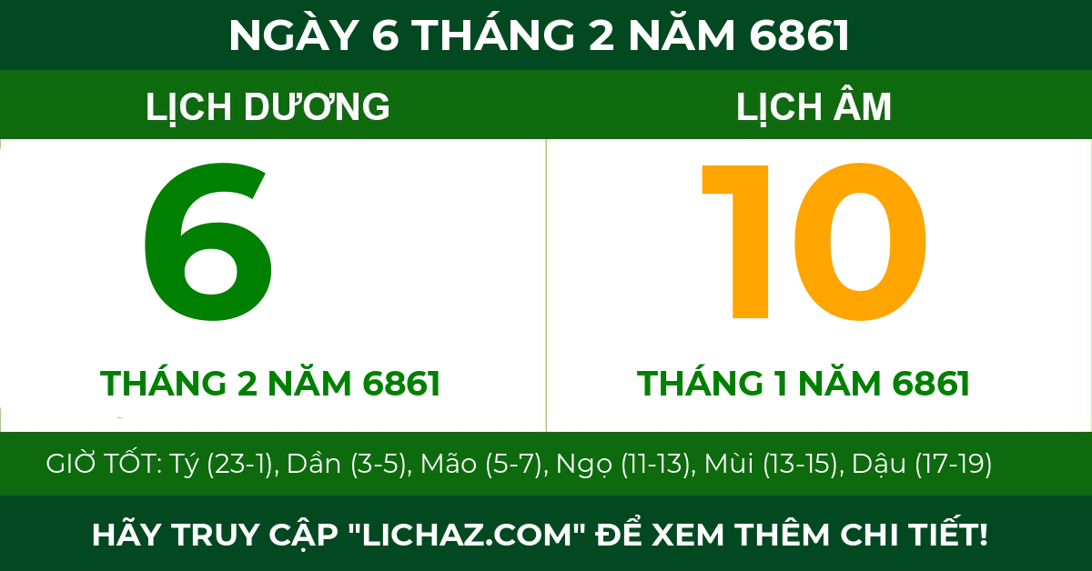 lịch âm ngày 6 tháng 2 năm 6861