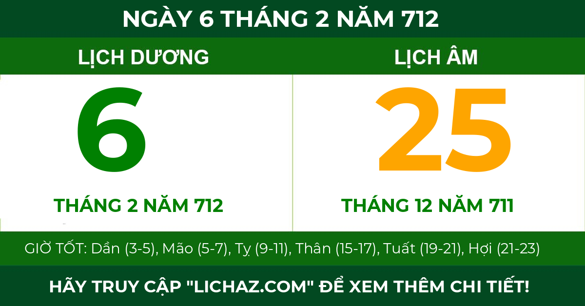 lịch âm ngày 6 tháng 2 năm 712