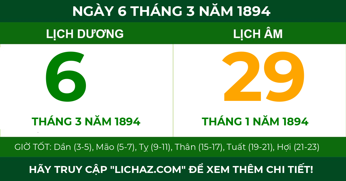 lịch âm ngày 6 tháng 3 năm 1894