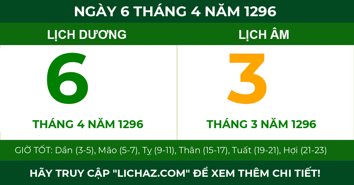 lịch âm ngày 6 tháng 4 năm 1296