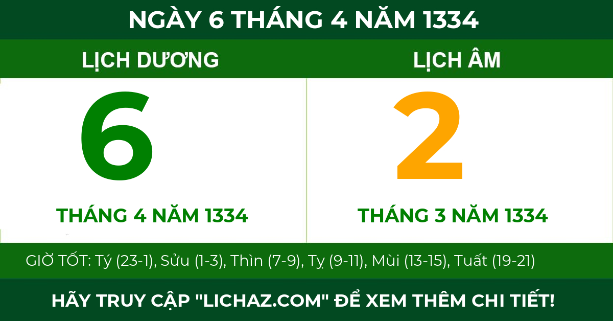 lịch âm ngày 6 tháng 4 năm 1334