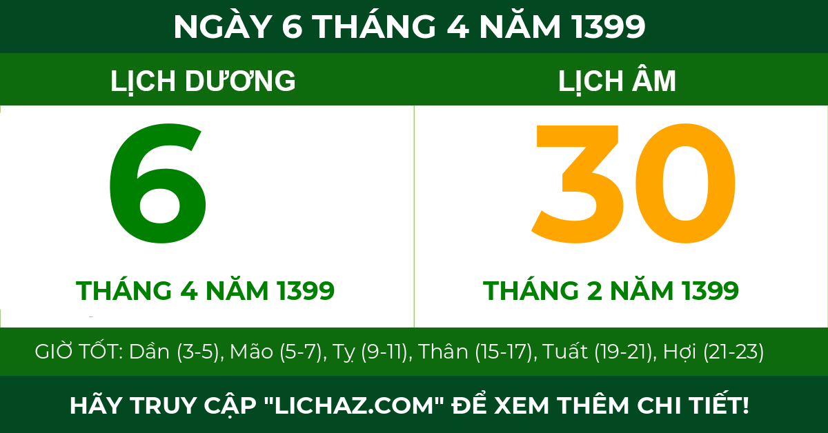 lịch âm ngày 6 tháng 4 năm 1399