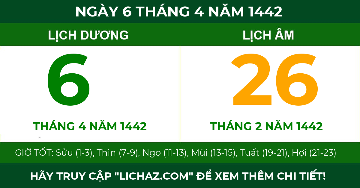 lịch âm ngày 6 tháng 4 năm 1442