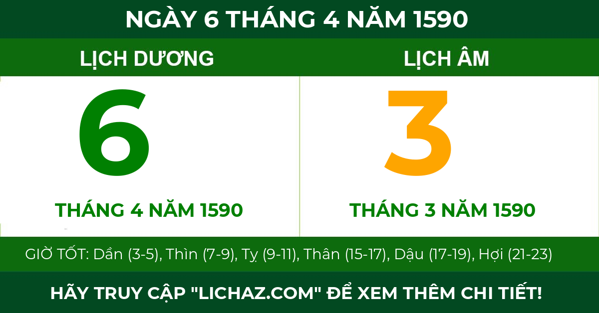 lịch âm ngày 6 tháng 4 năm 1590
