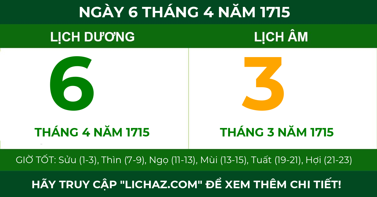 lịch âm ngày 6 tháng 4 năm 1715