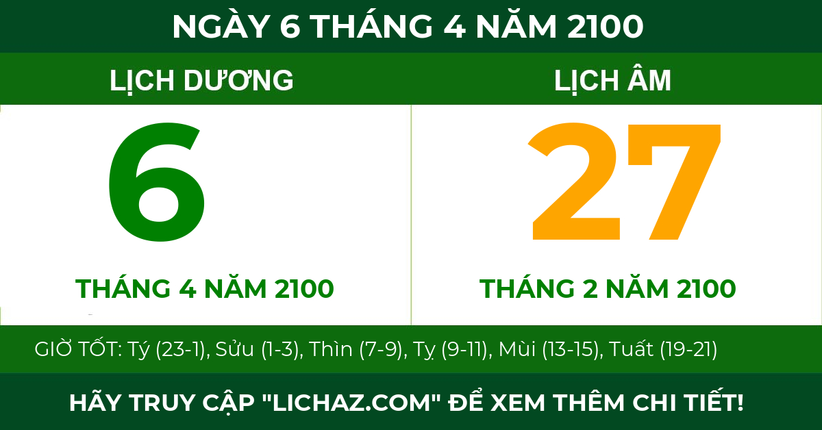 lịch âm ngày 6 tháng 4 năm 2100