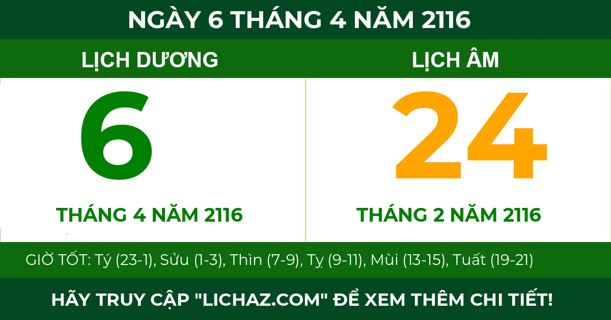 lịch âm ngày 6 tháng 4 năm 2116