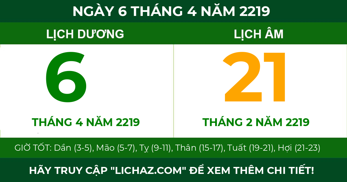 lịch âm ngày 6 tháng 4 năm 2219