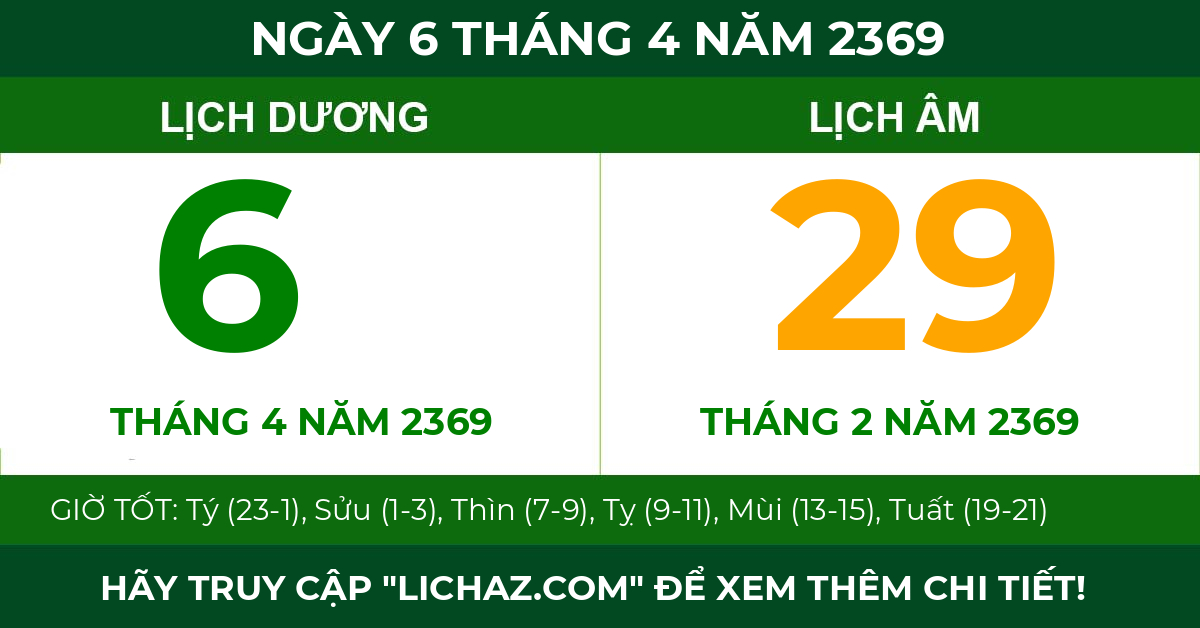 lịch âm ngày 6 tháng 4 năm 2369