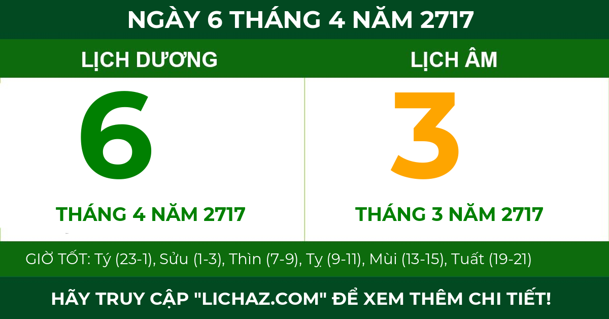 lịch âm ngày 6 tháng 4 năm 2717