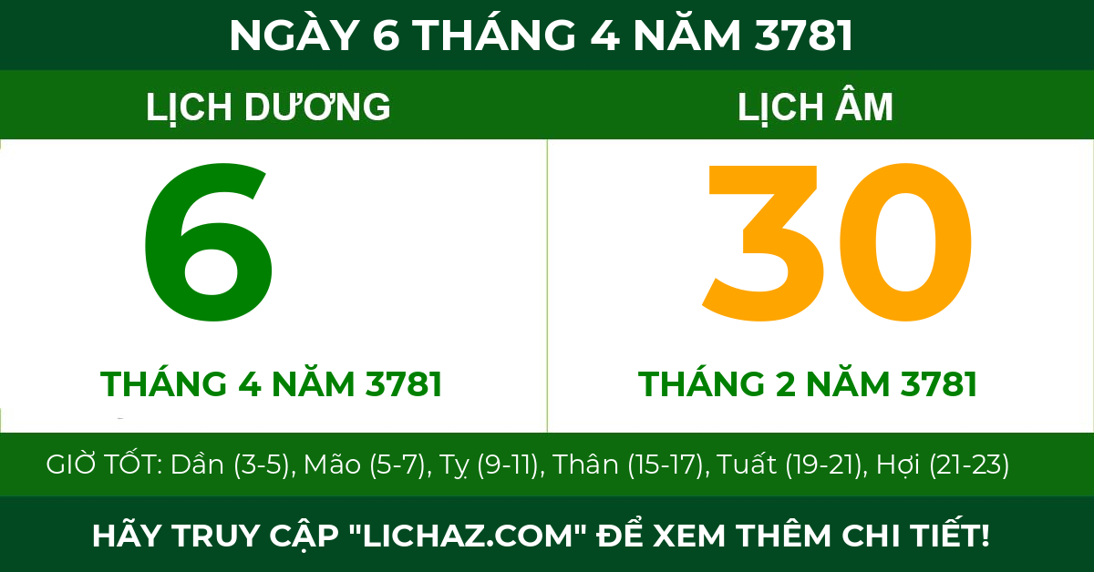 lịch âm ngày 6 tháng 4 năm 3781