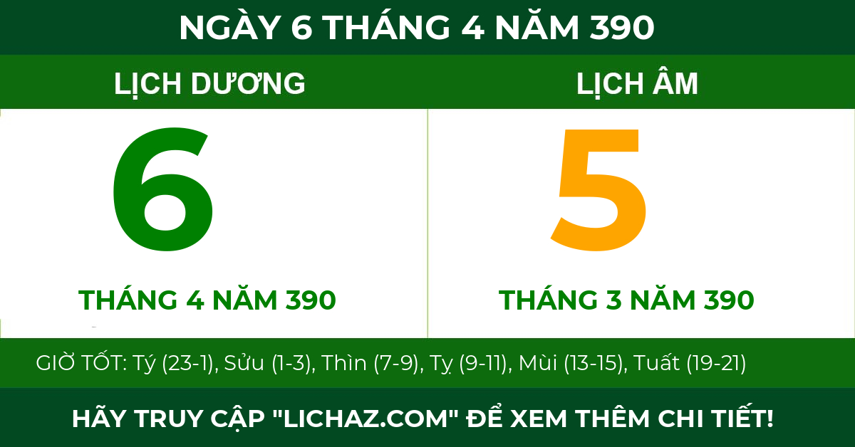 lịch âm ngày 6 tháng 4 năm 390