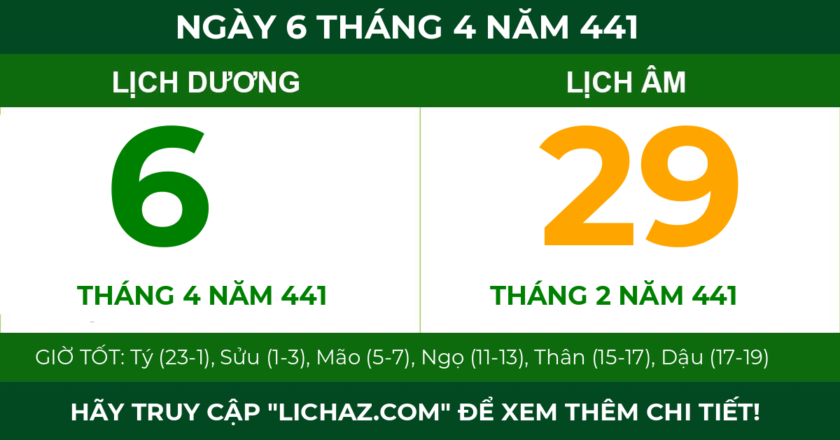 lịch âm ngày 6 tháng 4 năm 441