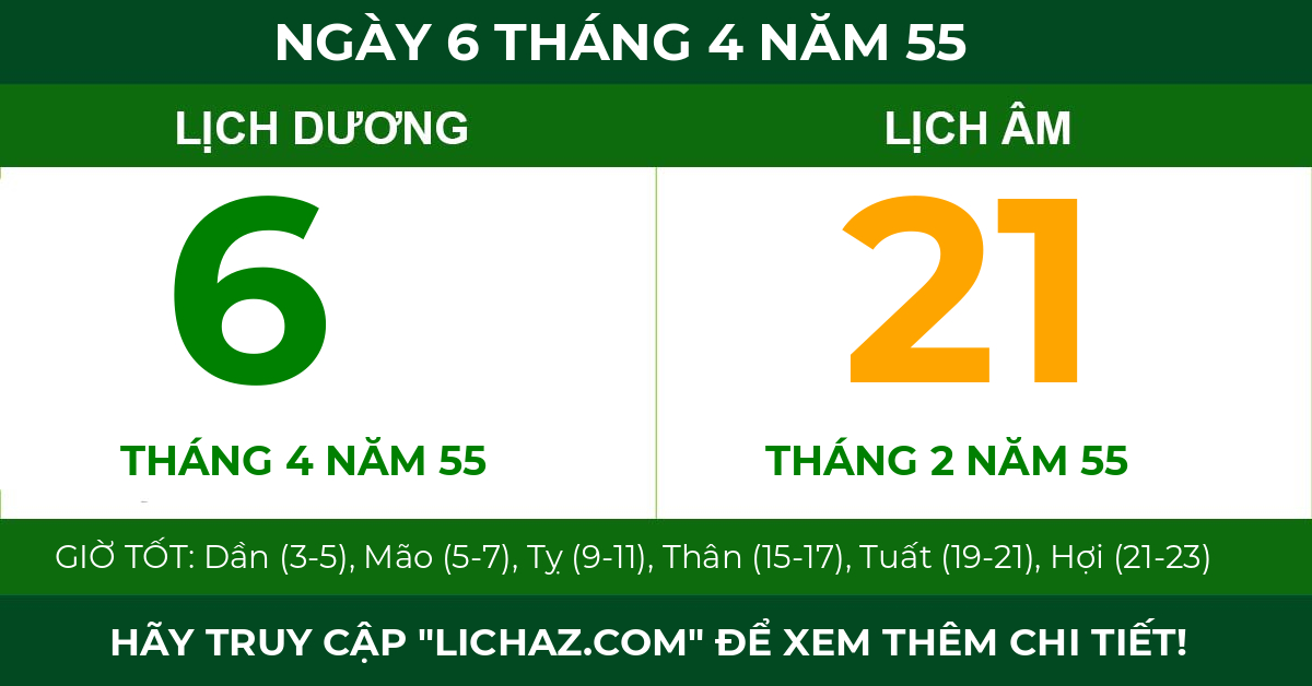 lịch âm ngày 6 tháng 4 năm 55