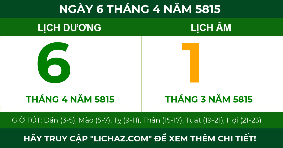 lịch âm ngày 6 tháng 4 năm 5815
