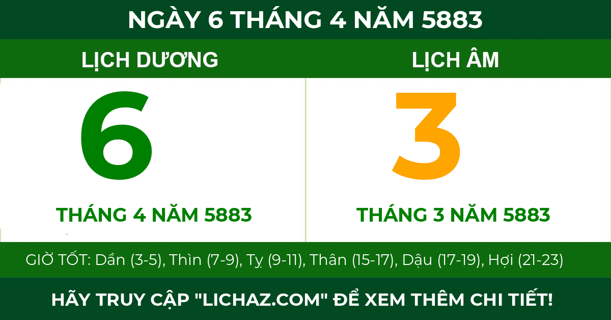 lịch âm ngày 6 tháng 4 năm 5883