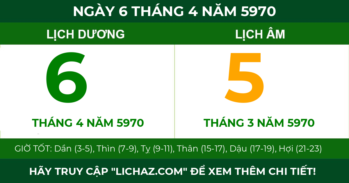 lịch âm ngày 6 tháng 4 năm 5970